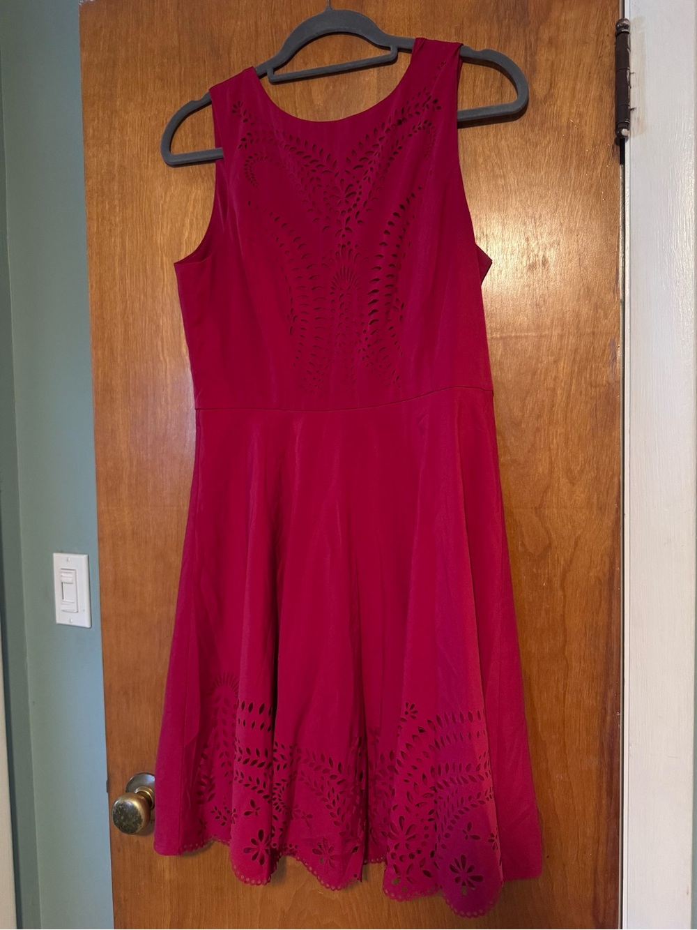 Red Sleeveless Lacy Fit & Flare Dress